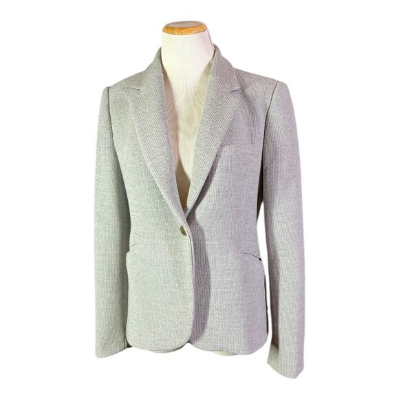 ZARA Woman Size L Fitted Textured Grey Blazer Jacket Stretch - Picture 1 of 13
